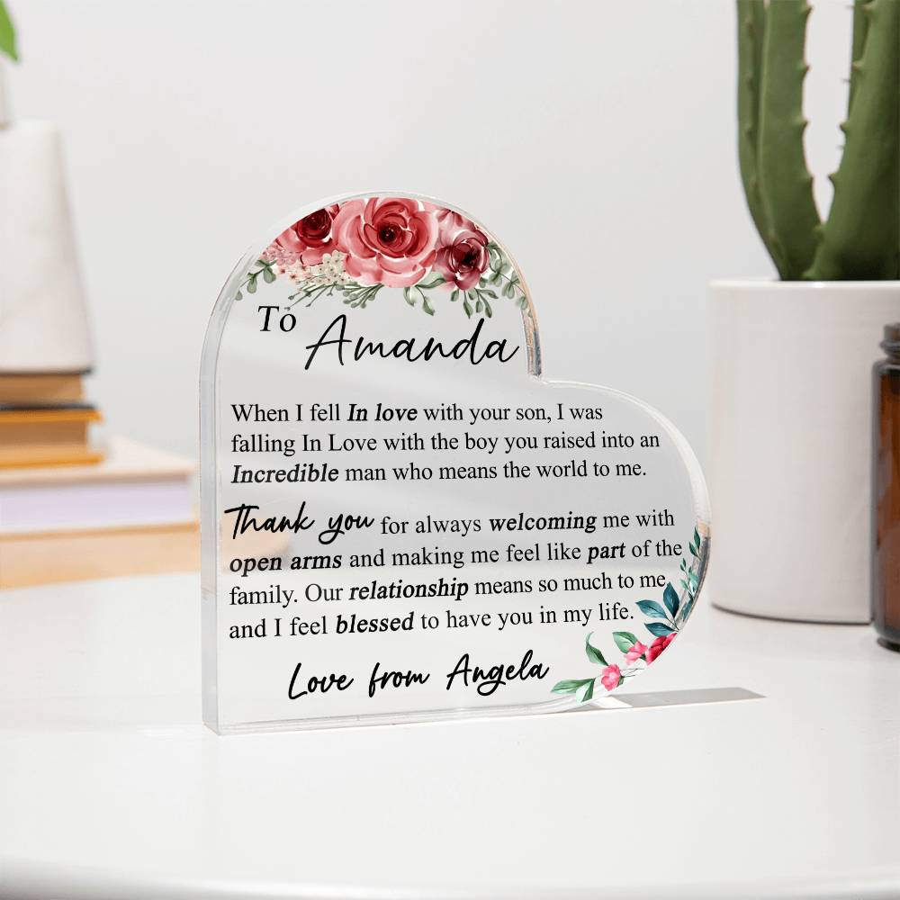 Mother-in-Law Appreciation Heart Acrylic Keepsake