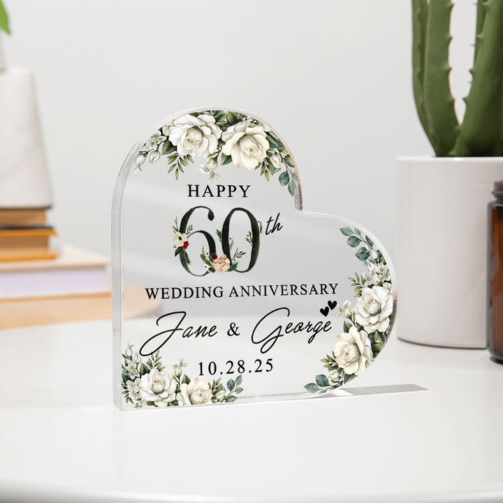 Personalized 60th Anniversary Heart Keepsake