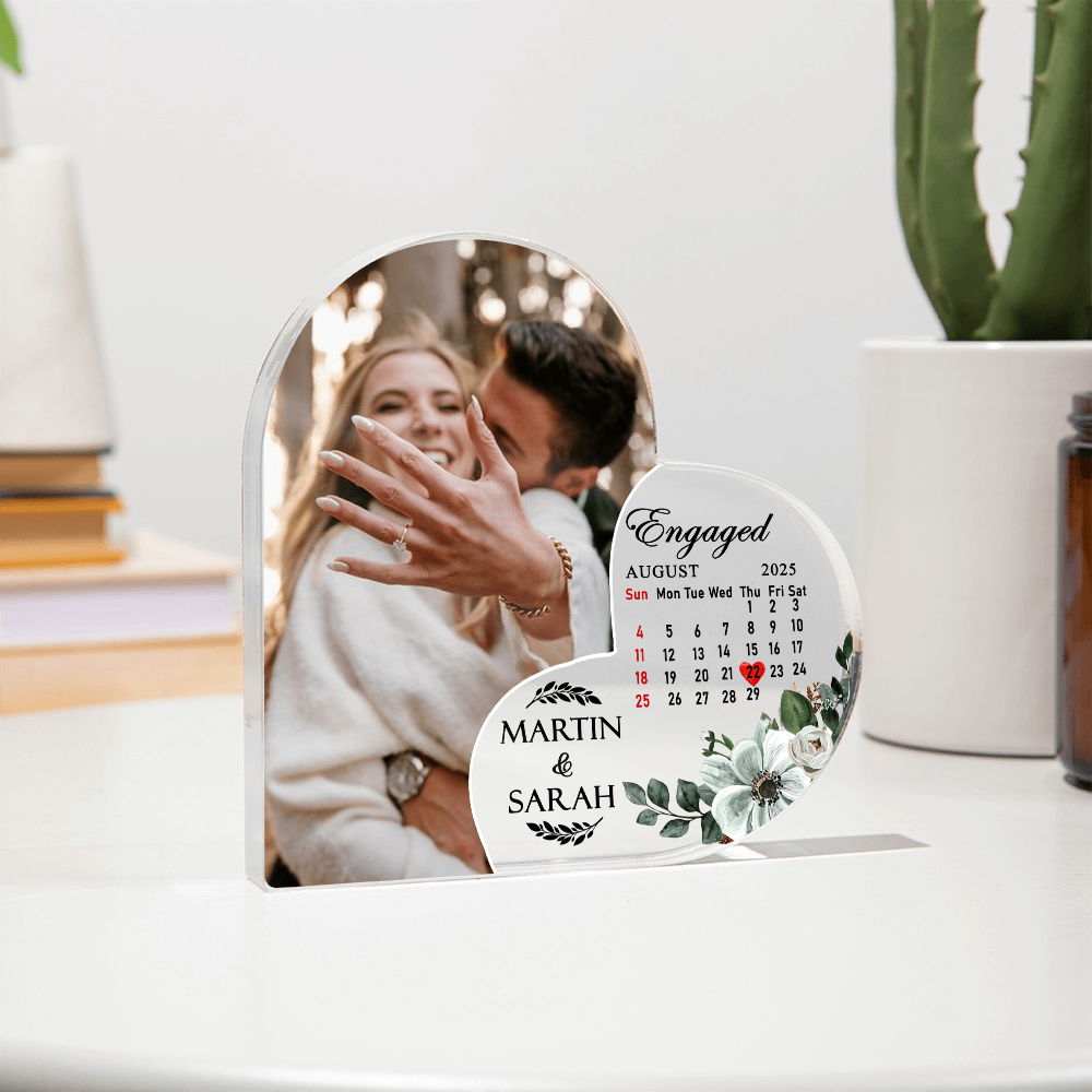Custom Engagement Date Photo Heart Plaque