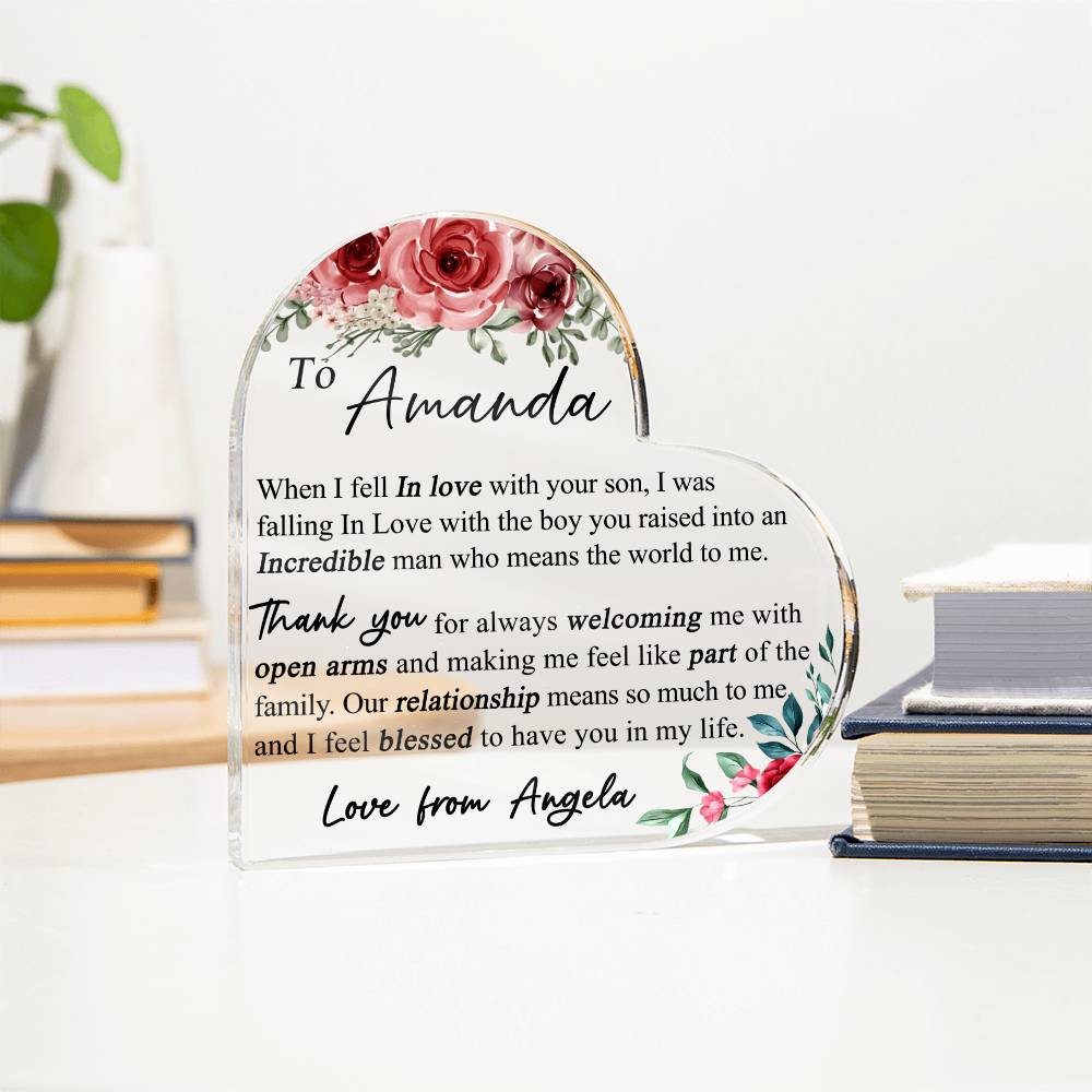Mother-in-Law Appreciation Heart Acrylic Keepsake