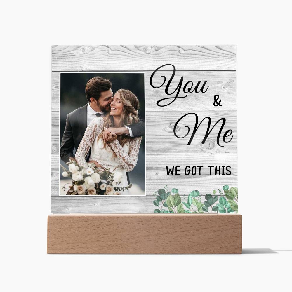 You & Me Wedding Photo Desk Plaque