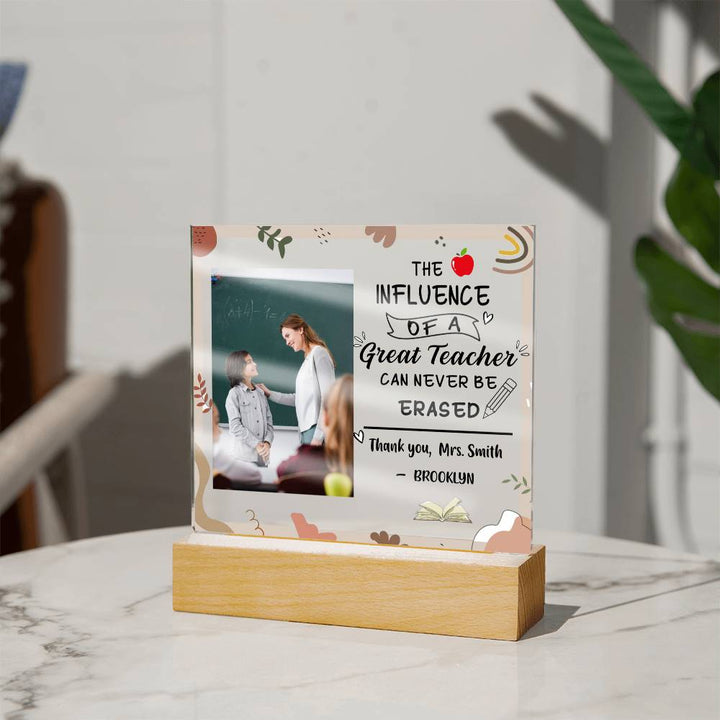 Personalized Teacher Plaque – Influence Never Erased