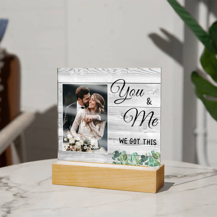 You & Me Wedding Photo Desk Plaque