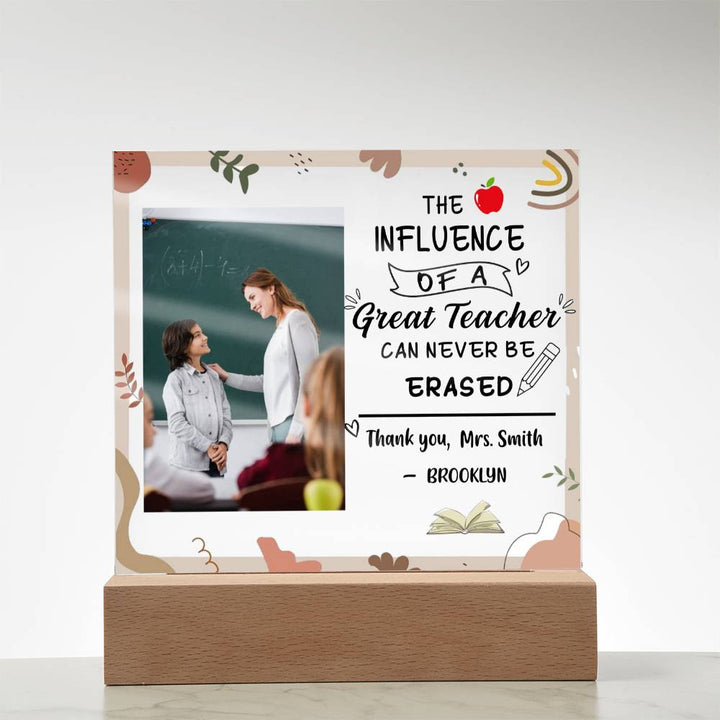 Personalized Teacher Plaque – Influence Never Erased