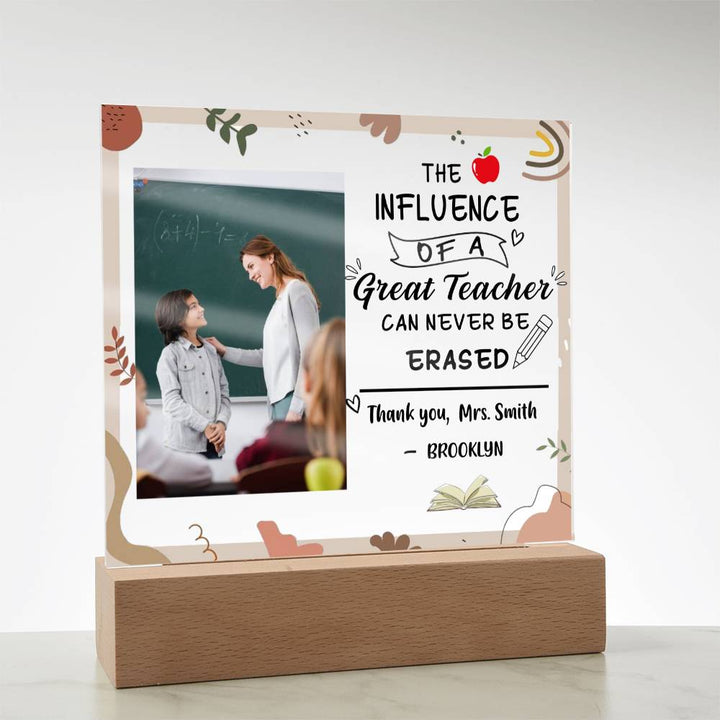 Personalized Teacher Plaque – Influence Never Erased