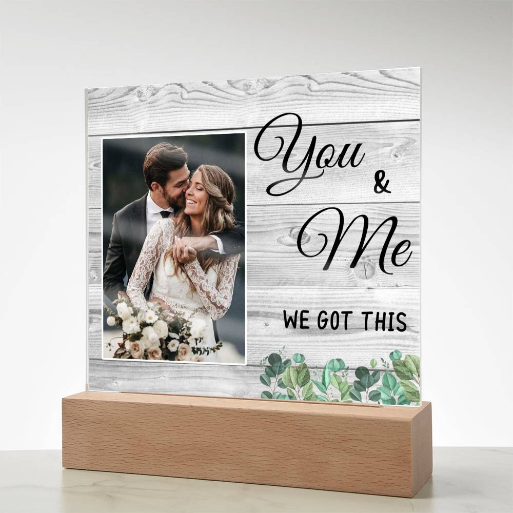 You & Me Wedding Photo Desk Plaque