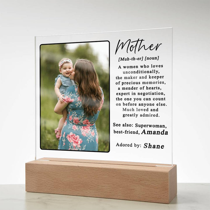 Personalized Mother Definition Acrylic Photo Plaque
