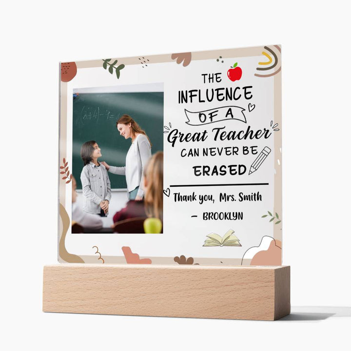 Personalized Teacher Plaque – Influence Never Erased