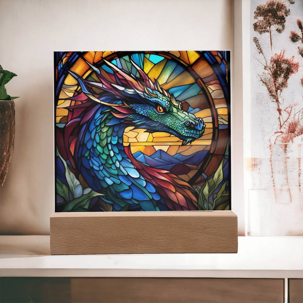 Majestic Dragon Stained Glass LED Light