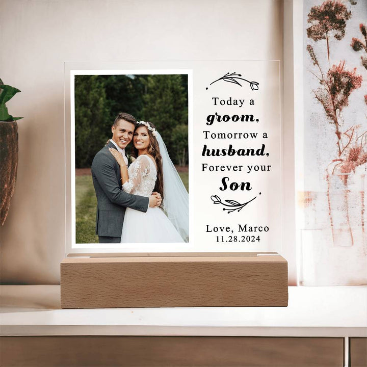 Personalized Wedding Day Son Photo Plaque
