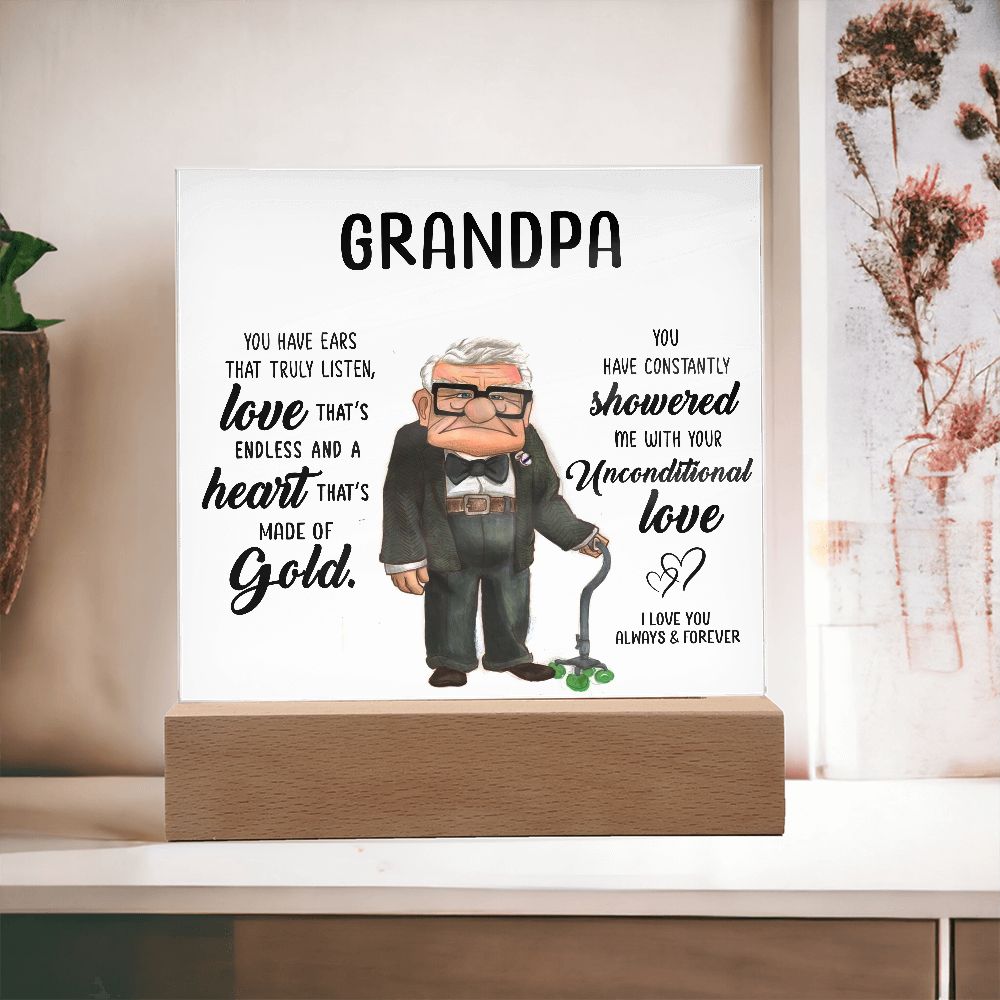 Personalized Grandpa Acrylic Plaque with Heartfelt Message