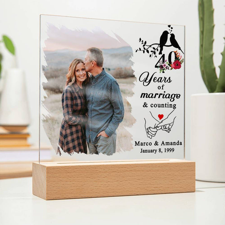 Personalized 40th Wedding Anniversary Photo Plaque