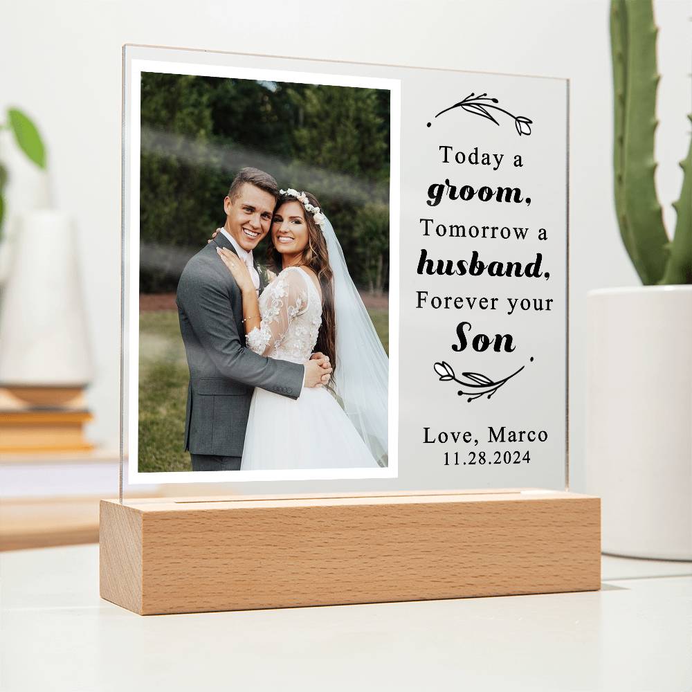 Personalized Wedding Day Son Photo Plaque