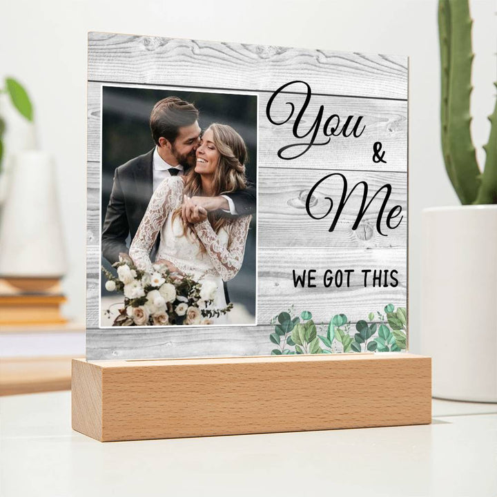 You & Me Wedding Photo Desk Plaque