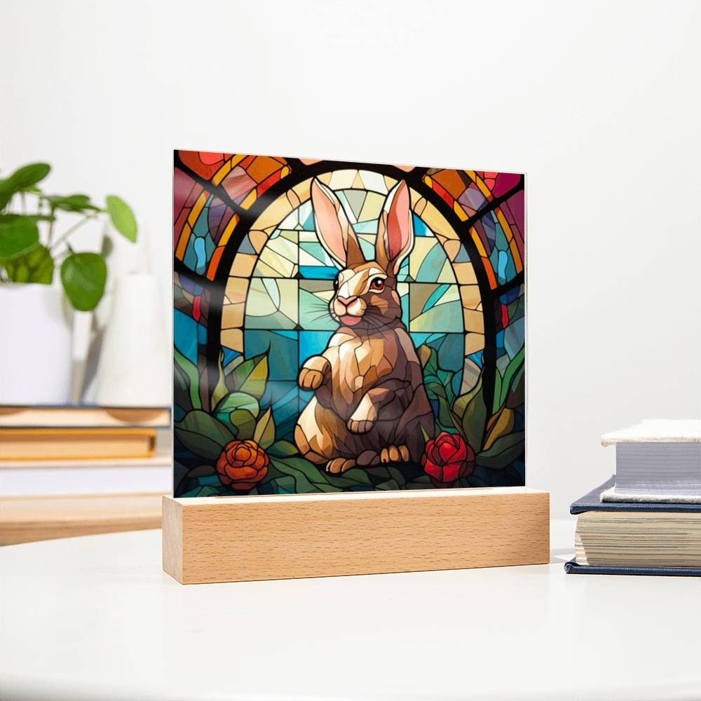 Faux Stained Glass Easter Rabbit Acrylic Plaque