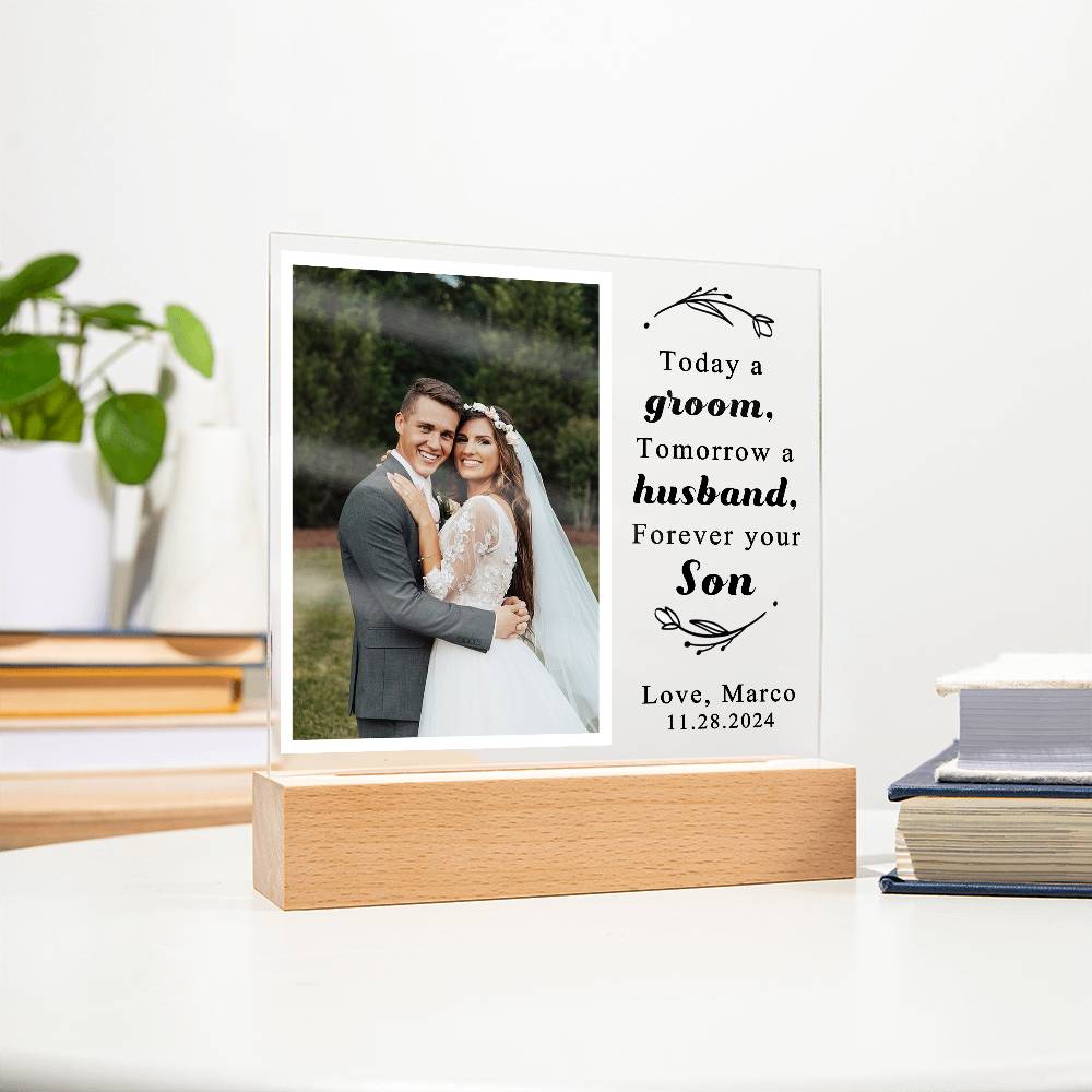 Personalized Wedding Day Son Photo Plaque