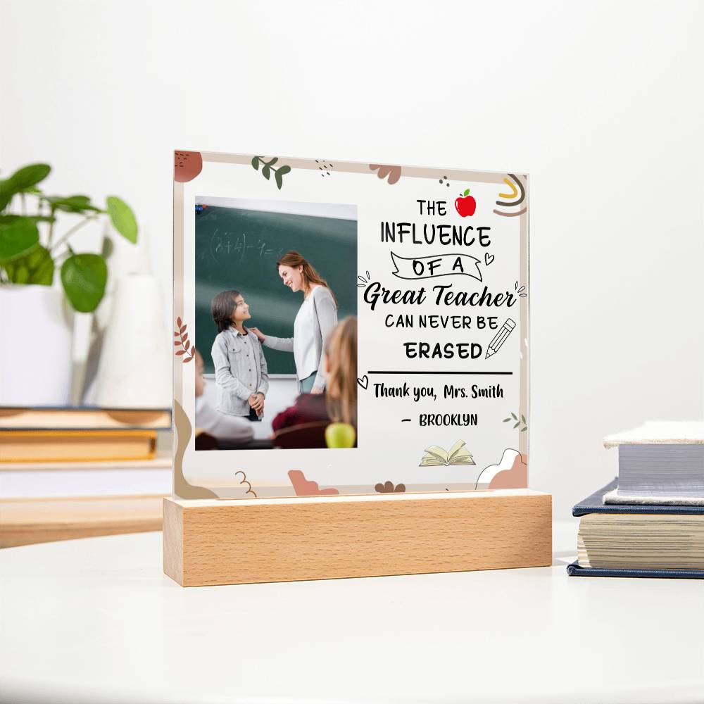 Personalized Teacher Plaque – Influence Never Erased