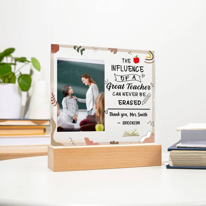 Personalized Teacher Plaque – Influence Never Erased