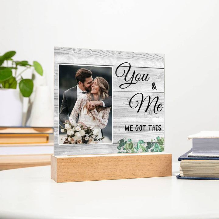 You & Me Wedding Photo Desk Plaque