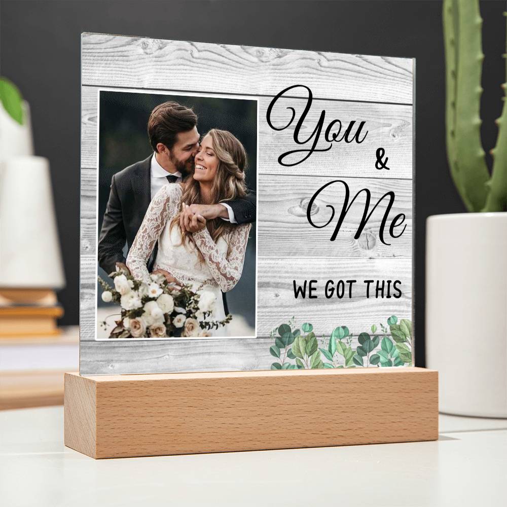 You & Me Wedding Photo Desk Plaque