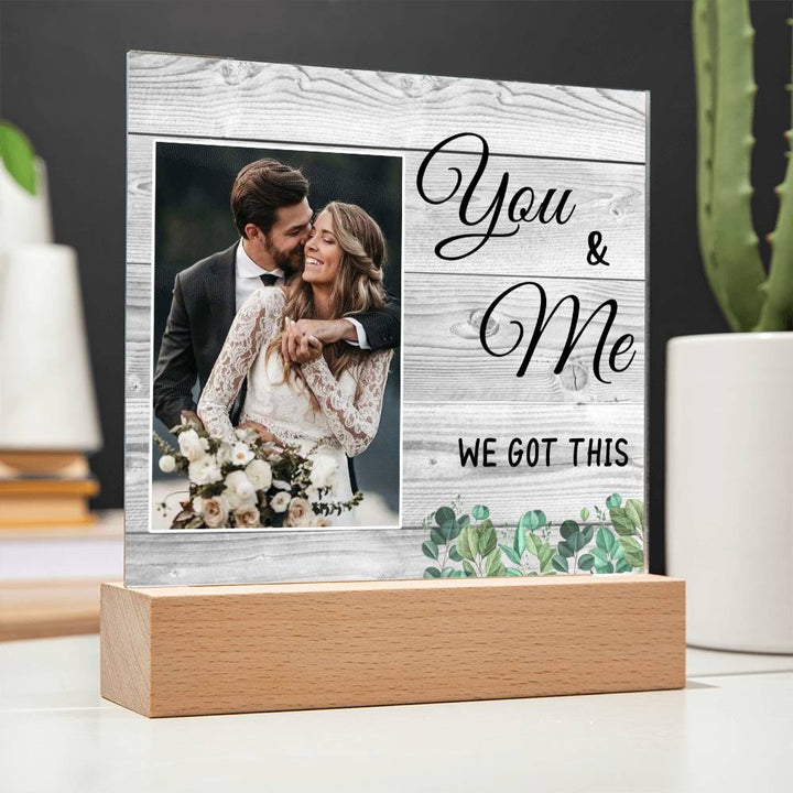 You & Me Wedding Photo Desk Plaque