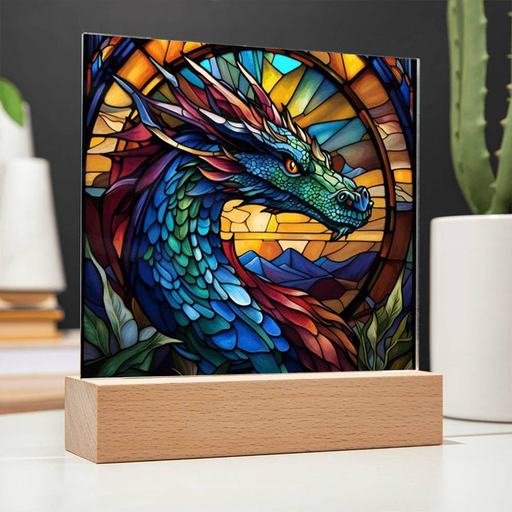Majestic Dragon Stained Glass LED Light