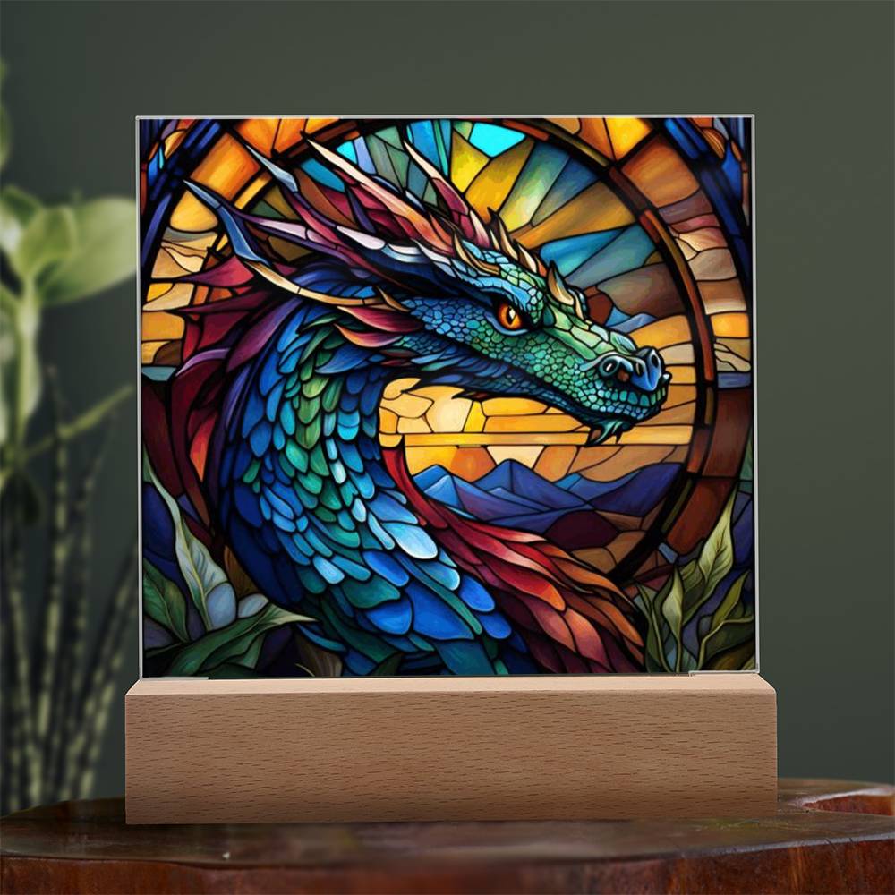 Majestic Dragon Stained Glass LED Light