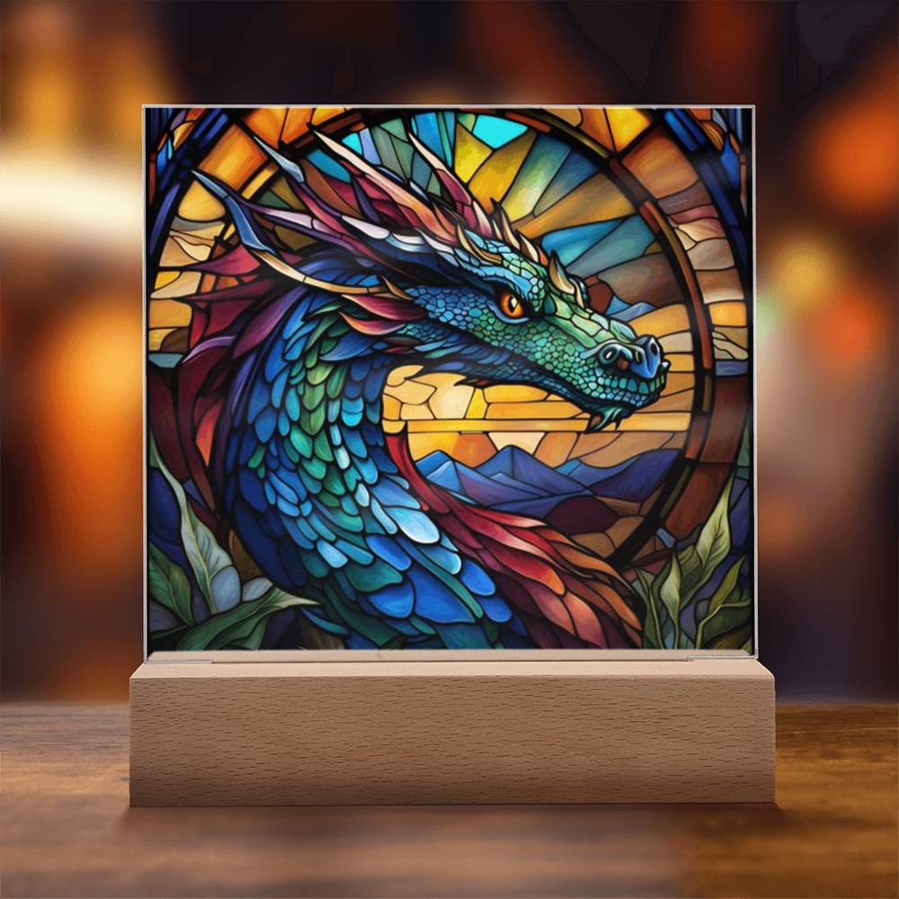 Majestic Dragon Stained Glass LED Light