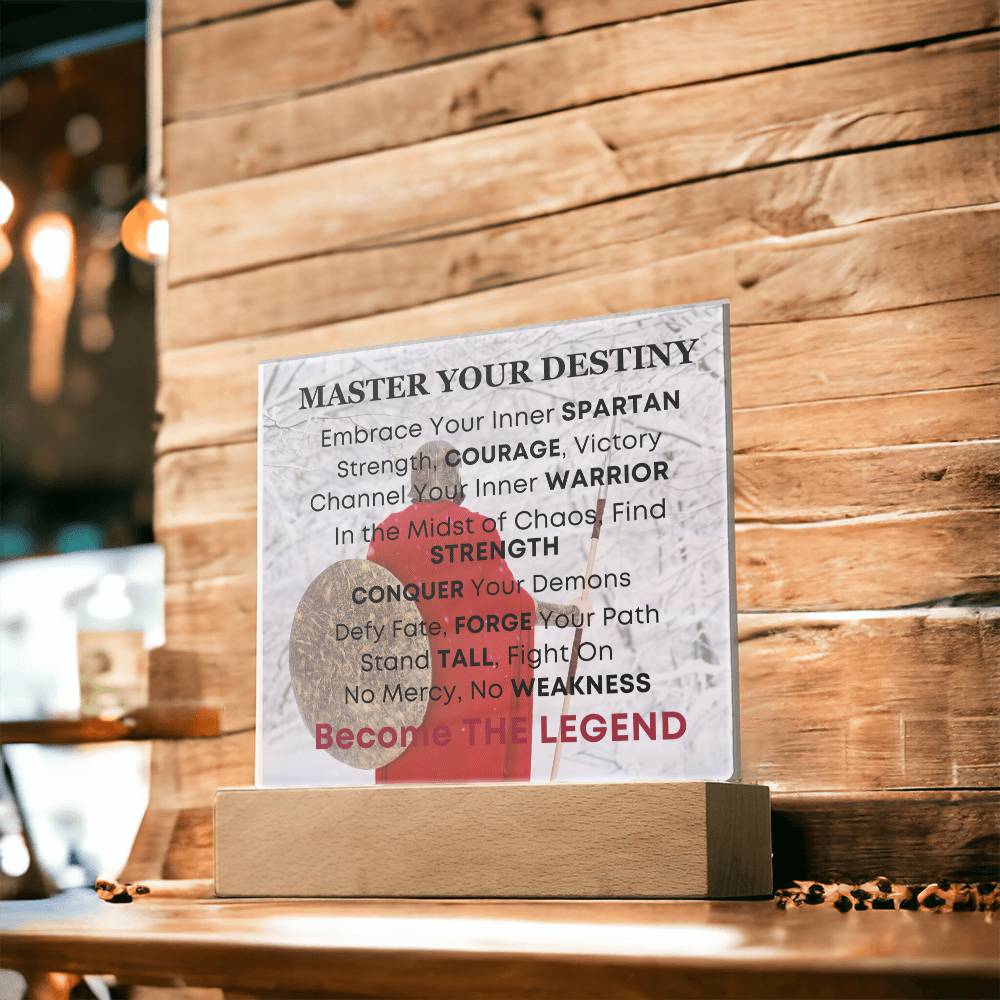 Spartan Warrior Inspirational Acrylic Desk Plaque