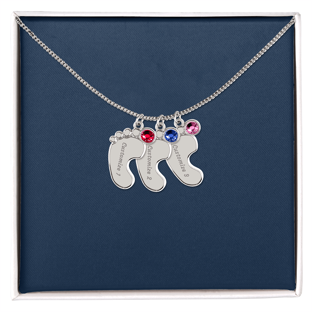 Custom Baby Footprint Necklace with Birthstone – Personalized New Mom Keepsake