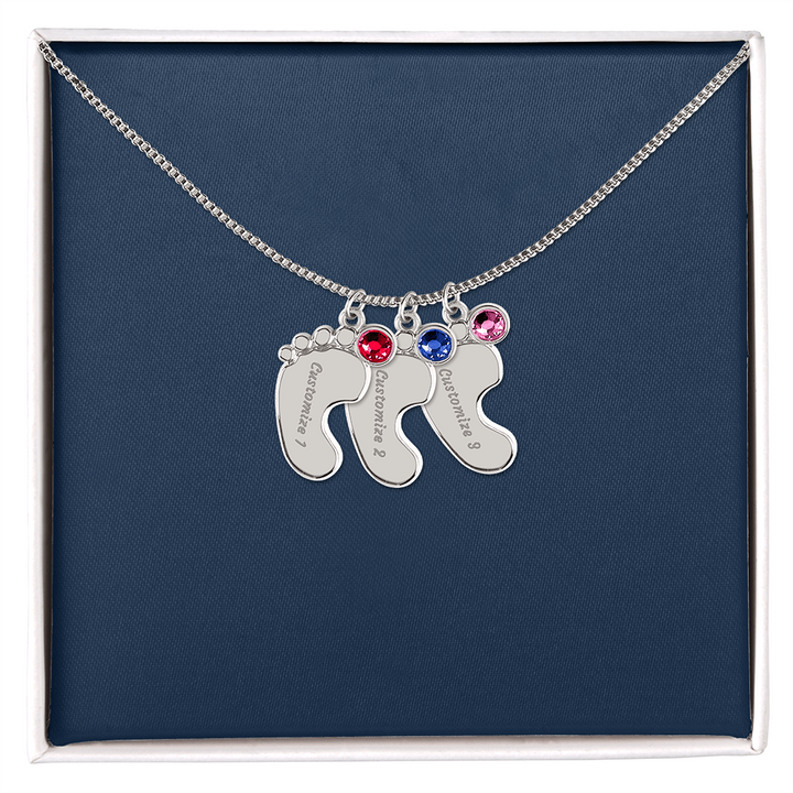 Custom Baby Footprint Necklace with Birthstone – Personalized New Mom Keepsake