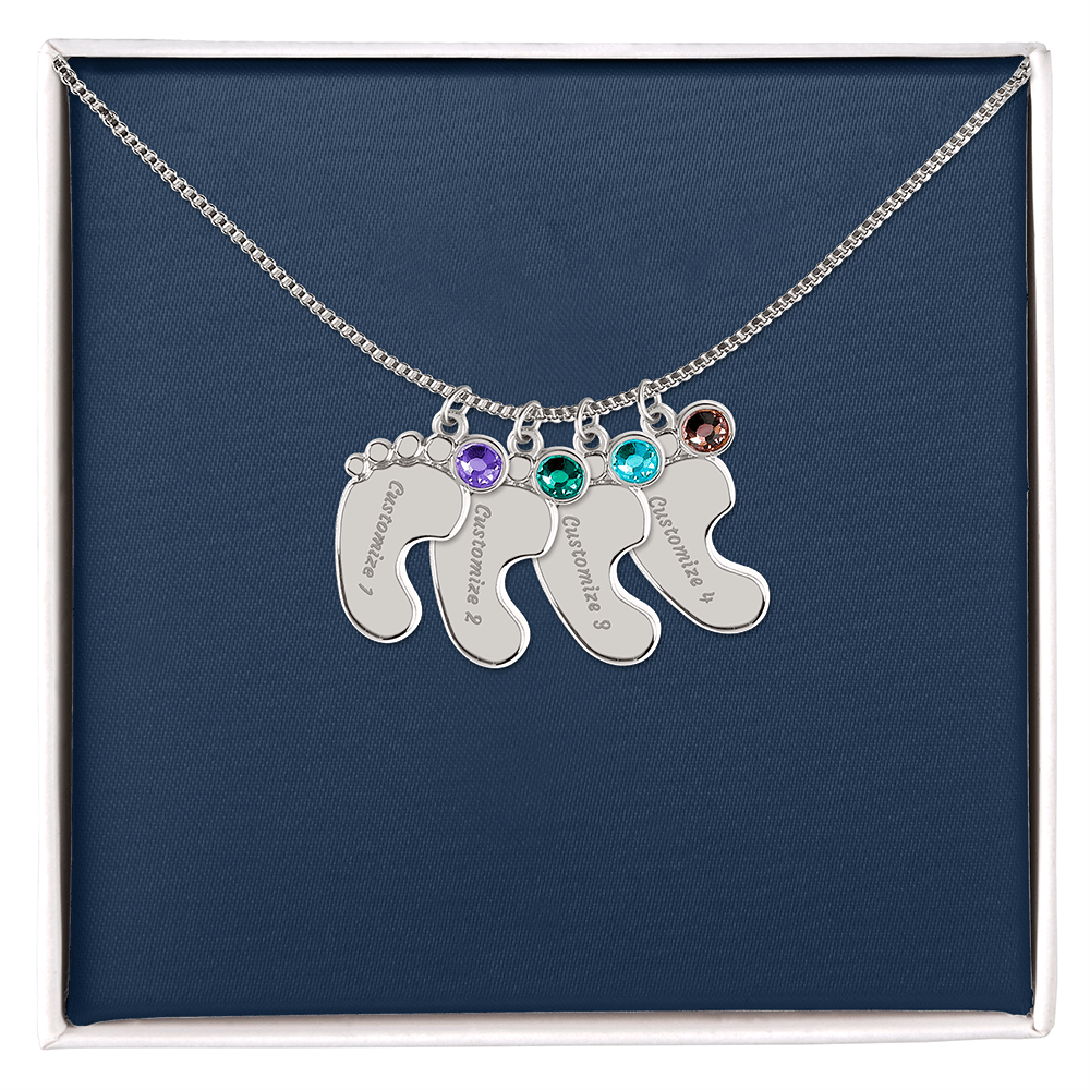 Custom Baby Footprint Necklace with Birthstone – Personalized New Mom Keepsake