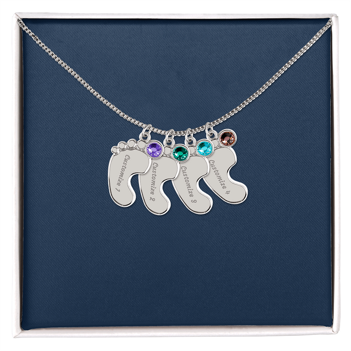 Custom Baby Footprint Necklace with Birthstone – Personalized New Mom Keepsake