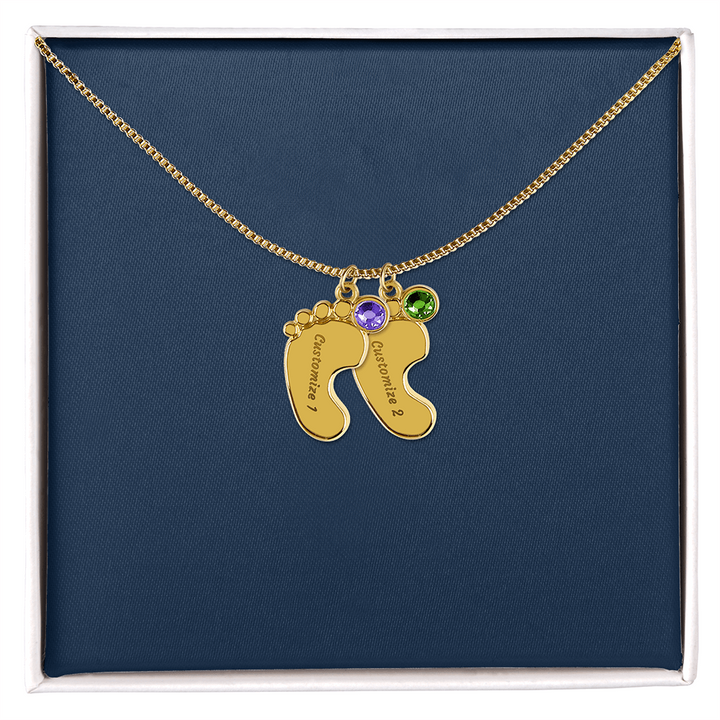 Custom Baby Footprint Necklace with Birthstone – Personalized New Mom Keepsake