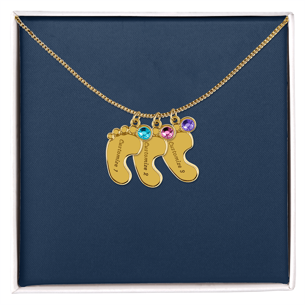 Custom Baby Footprint Necklace with Birthstone – Personalized New Mom Keepsake