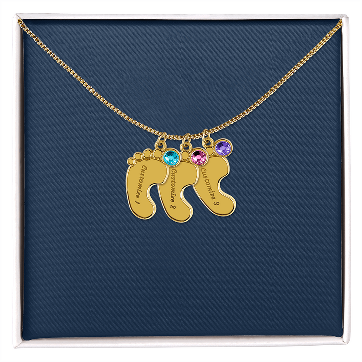 Custom Baby Footprint Necklace with Birthstone – Personalized New Mom Keepsake