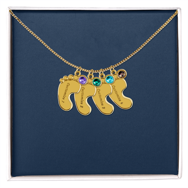 Custom Baby Footprint Necklace with Birthstone – Personalized New Mom Keepsake