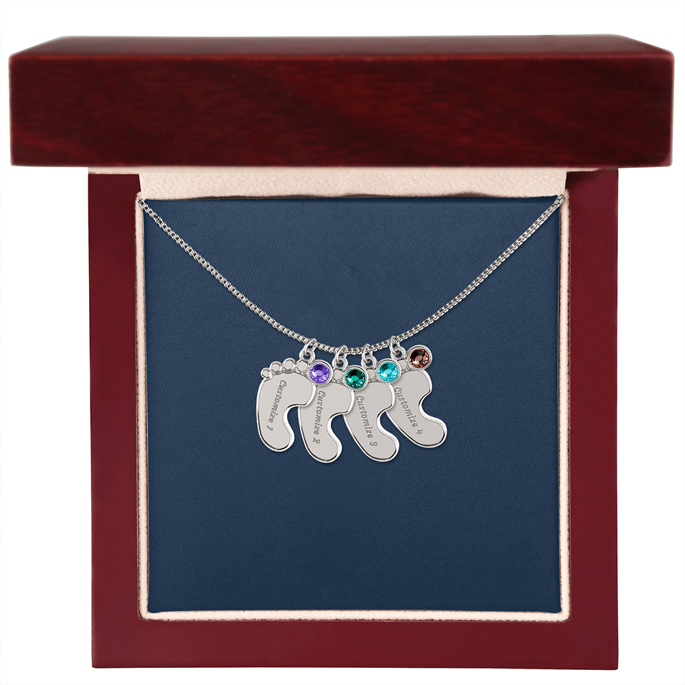 Custom Baby Footprint Necklace with Birthstone – Personalized New Mom Keepsake