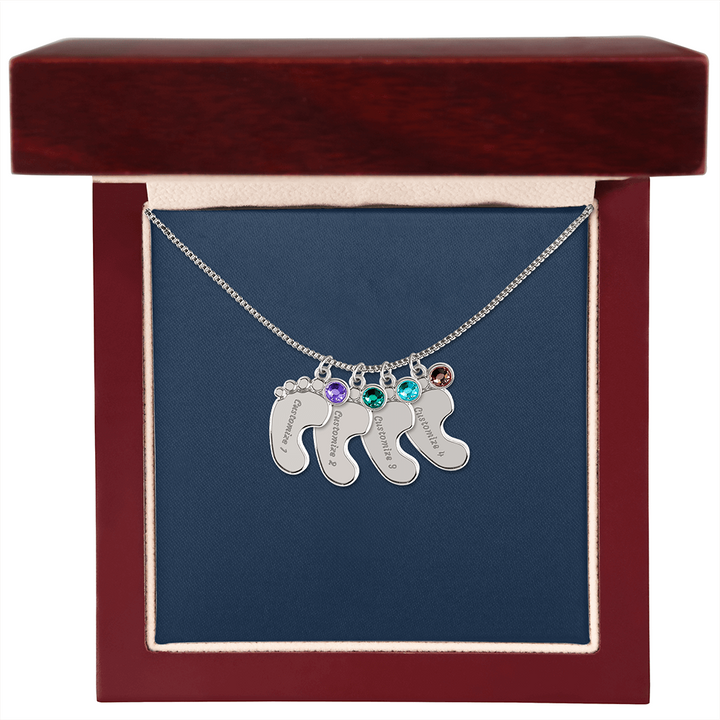 Custom Baby Footprint Necklace with Birthstone – Personalized New Mom Keepsake