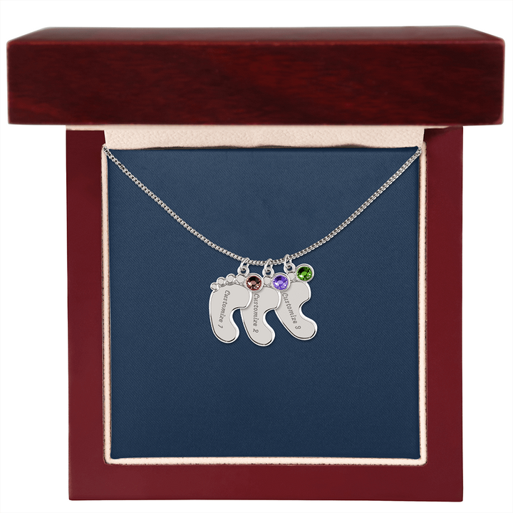 Custom Baby Footprint Necklace with Birthstone – Personalized New Mom Keepsake