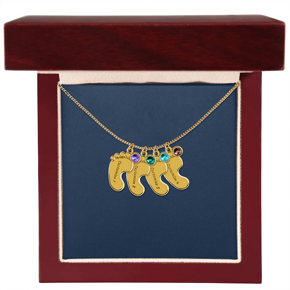 Custom Baby Footprint Necklace with Birthstone – Personalized New Mom Keepsake