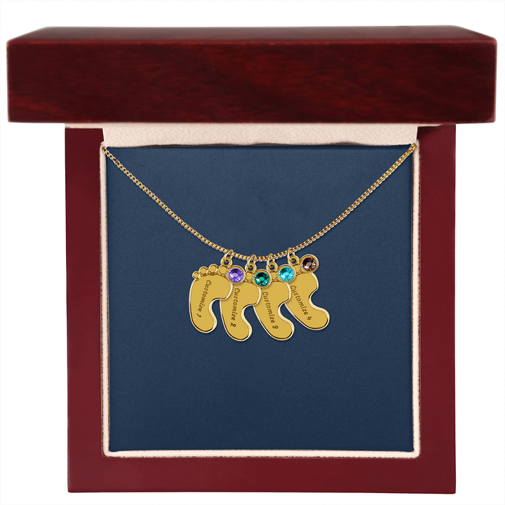 Custom Baby Footprint Necklace with Birthstone – Personalized New Mom Keepsake