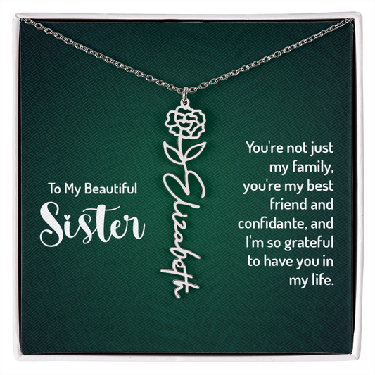 Custom Engraved Sister Name Necklace – Birthday & Holiday Gift