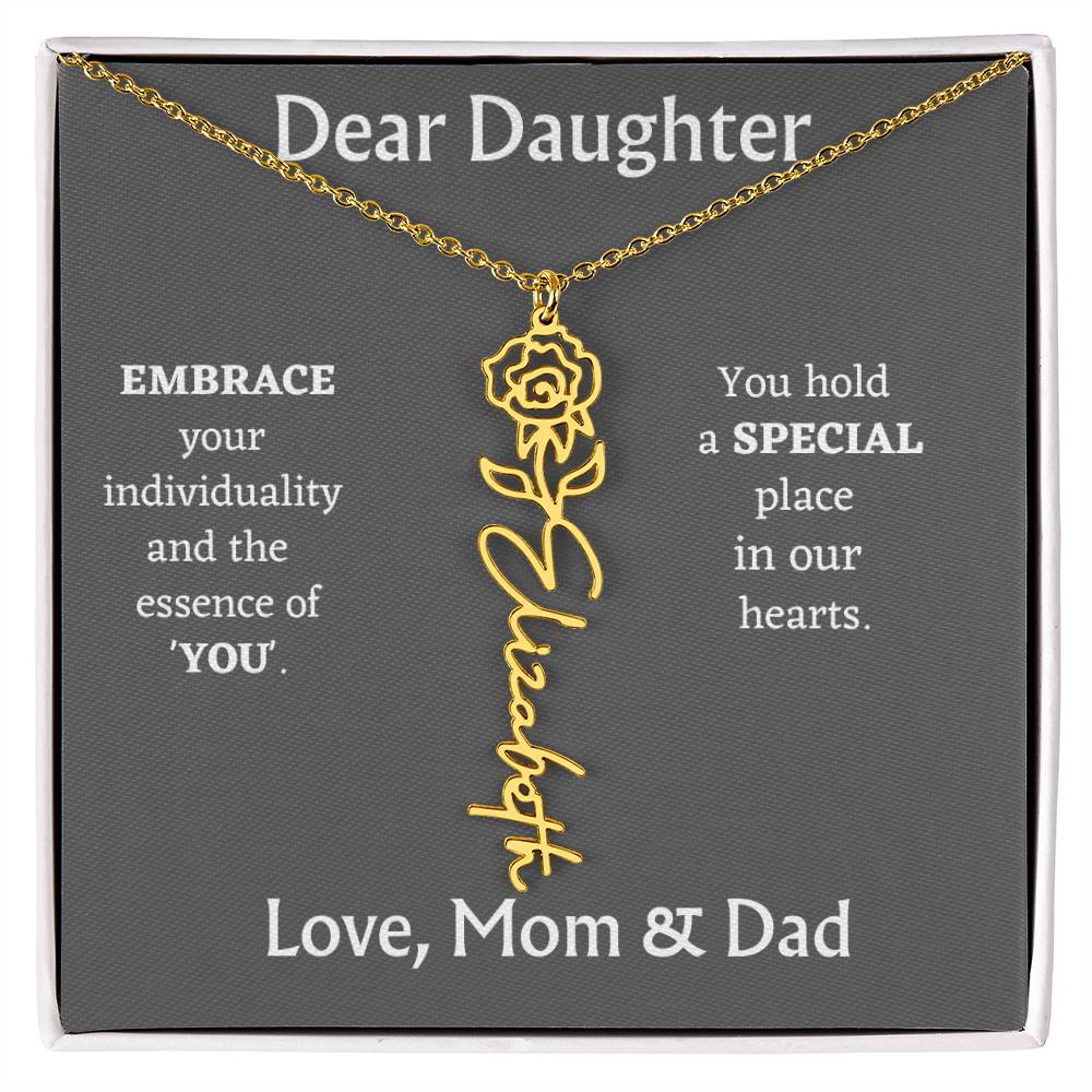 Birth Month Flower Name Necklace for Daughter