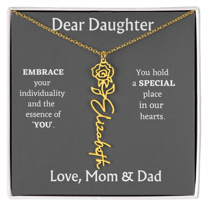 Birth Month Flower Name Necklace for Daughter