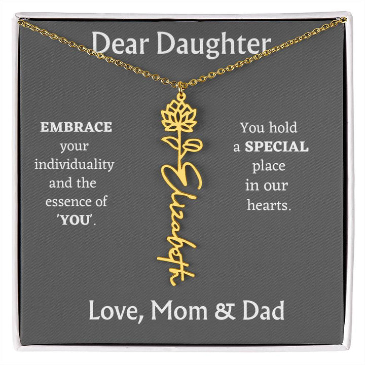Birth Month Flower Name Necklace for Daughter