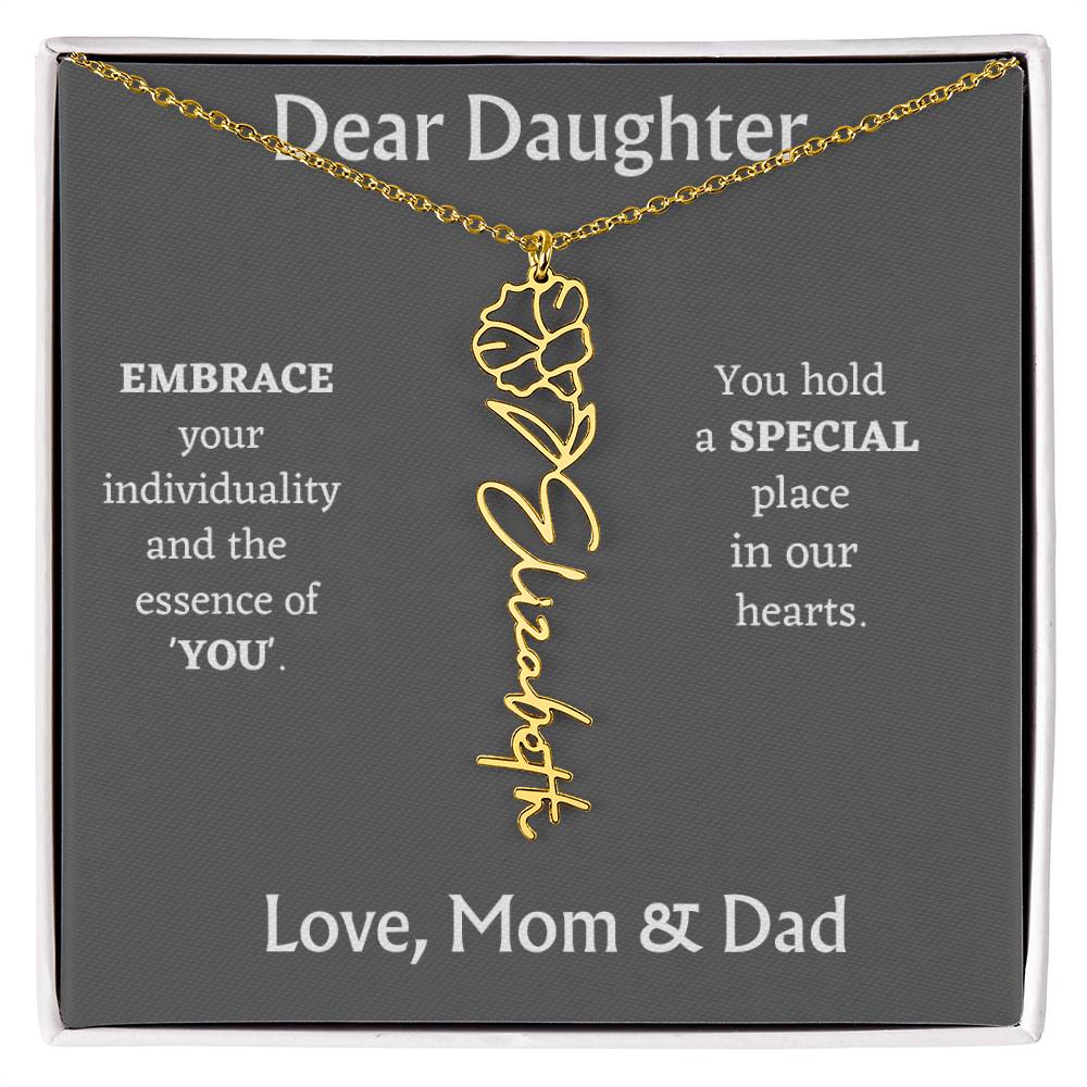 Birth Month Flower Name Necklace for Daughter