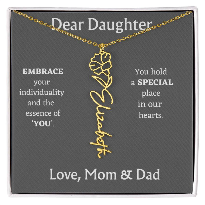 Birth Month Flower Name Necklace for Daughter