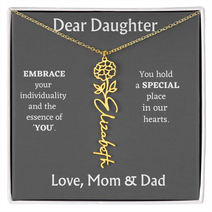 Birth Month Flower Name Necklace for Daughter