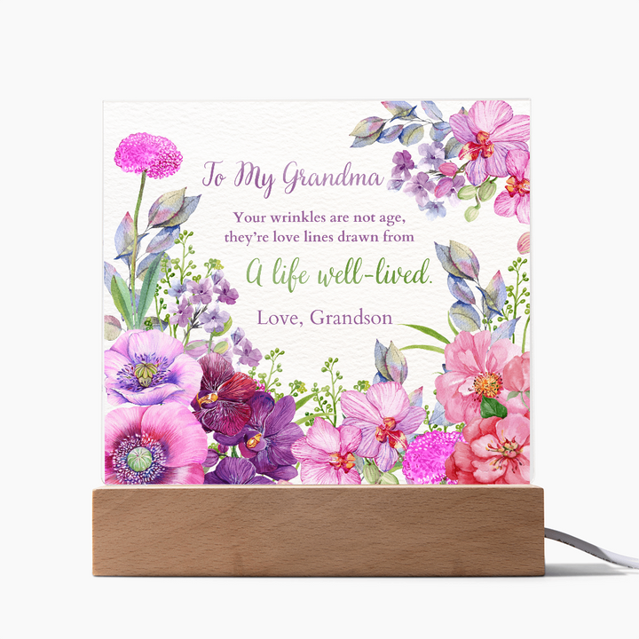 Floral Acrylic Plaque Gift for Grandma